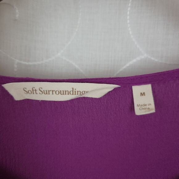 Soft Surroundings Henley Top Womens Medium Purple Tiered Flare Flowy Tunic - Picture 5 of 10